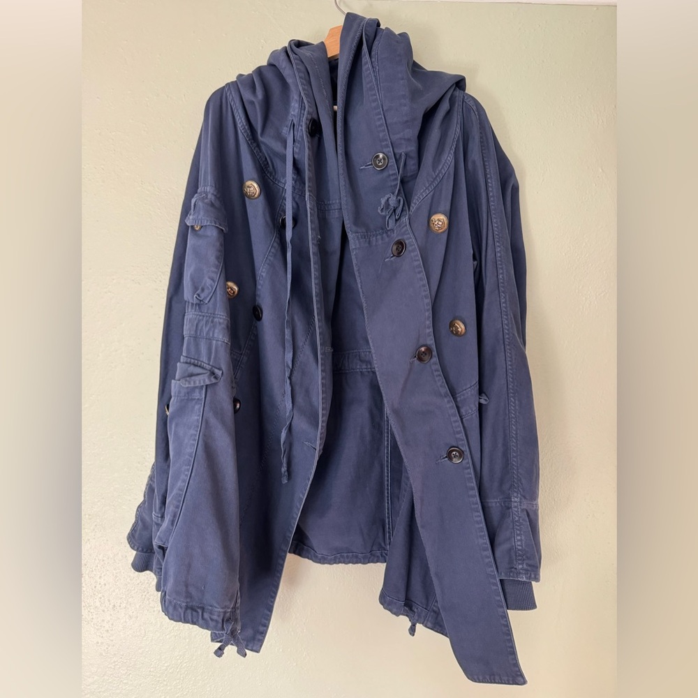 Kapital Navy Ring Coat with Nautical Button Details